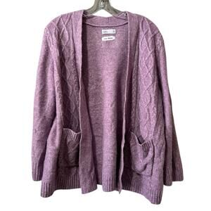 Croft & Borrow Women Size XXL Knit Open Front Cardigan Sweater Purple Classic‎